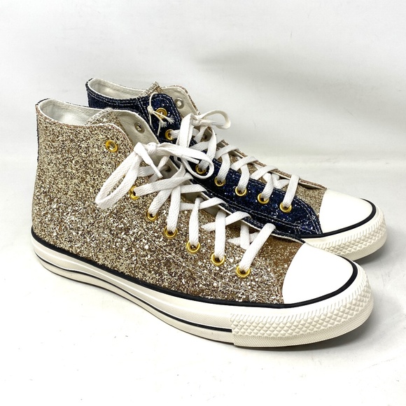 Converse Chuck Taylor High Blue Yellow Glitter Men’s Sneakers Custom 173144C-YBU - Picture 2 of 11